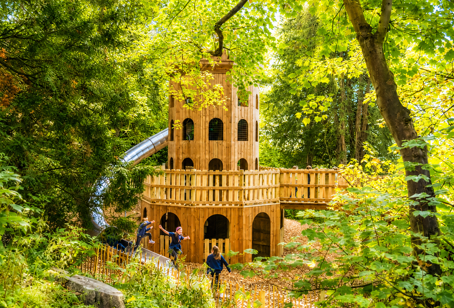 Adventure playground tower at Belvoir Castle — home of the Enchanted Halloween Trail
